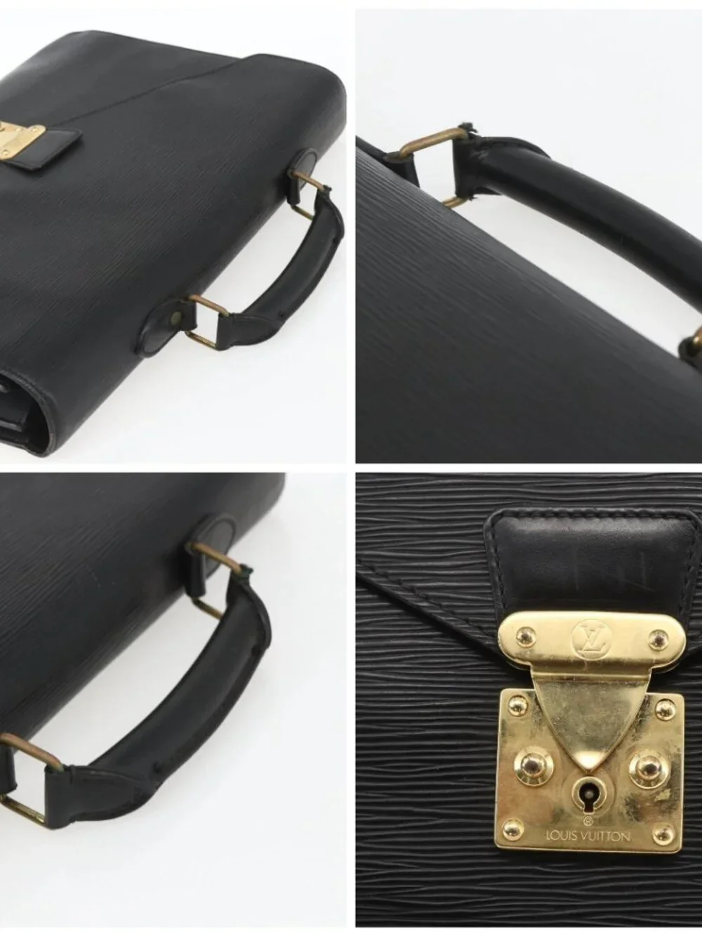 LOUIS VUITTON Epi ServietteConseiller Business Bag Black M54422 LV Auth ka1353